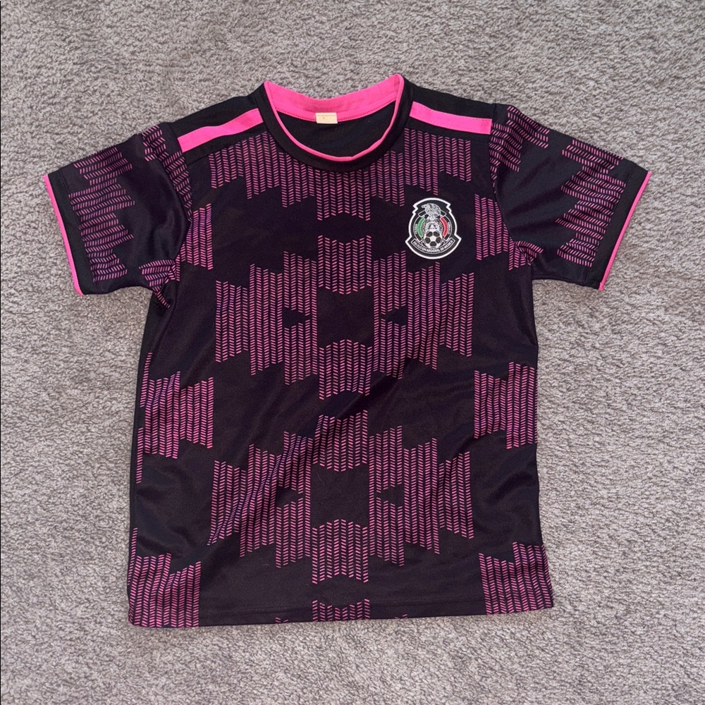 Black and Pink Graphic Soccer Jersey